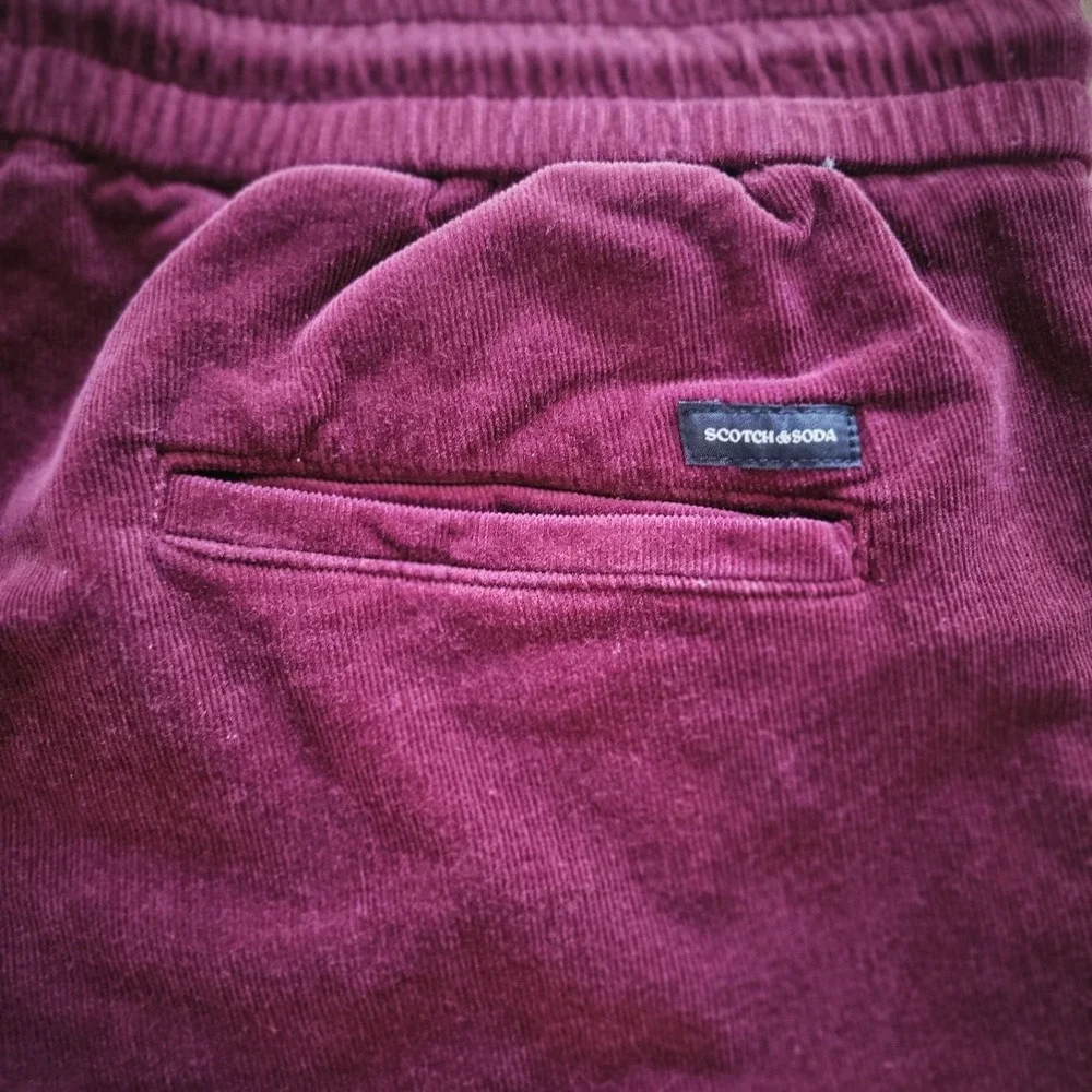 Scotch & Soda Corduroy Pants Mens XL Burgundy Purple Drawstring Trousers Casual‎